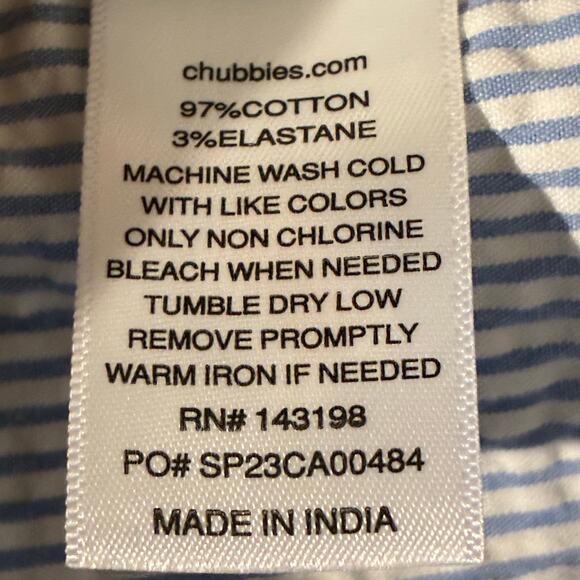 Chubbies Shorts Seersucker Striped Blue White Mens Size Large 5" Inseam - Picture 6 of 7